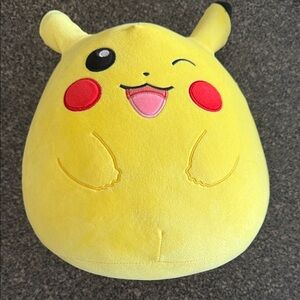 Squishmallow Pikachu Plush Winking Face Yellow Pokemon Pillow
